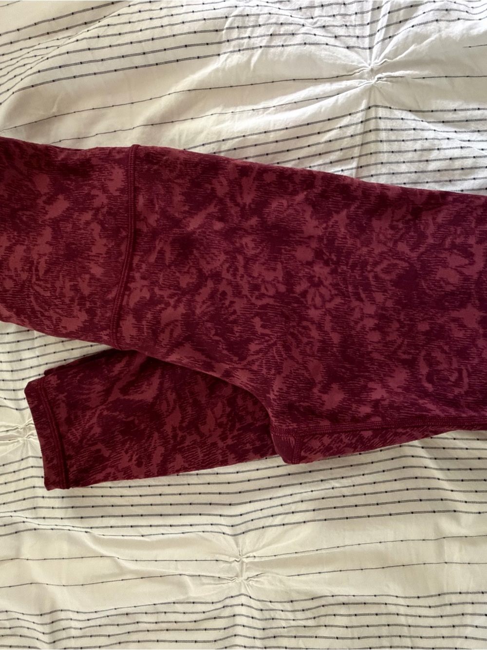 Athleta Elation cranberry floral leggings-size M